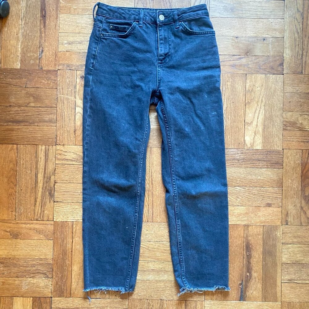 Topshop Moto Straight Leg Jean Washed Black sz 25